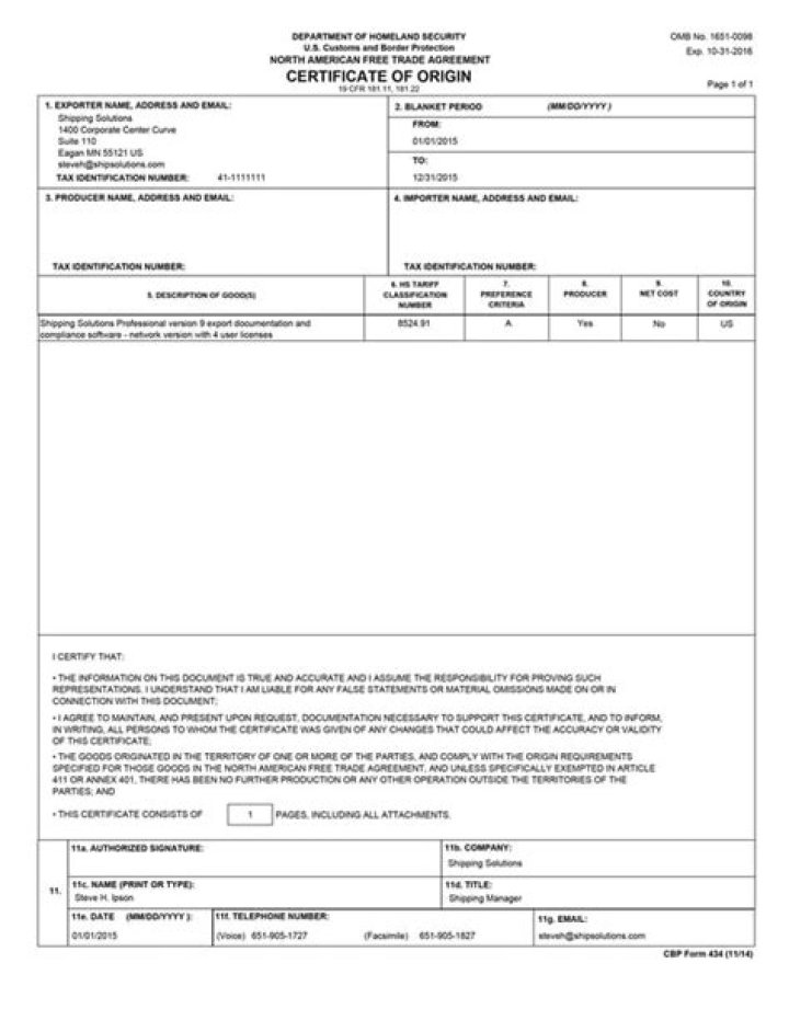 WHO issues a Nafta certificate?