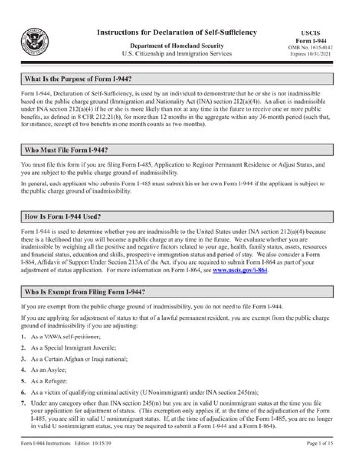 Who needs to fill out Form I 944?