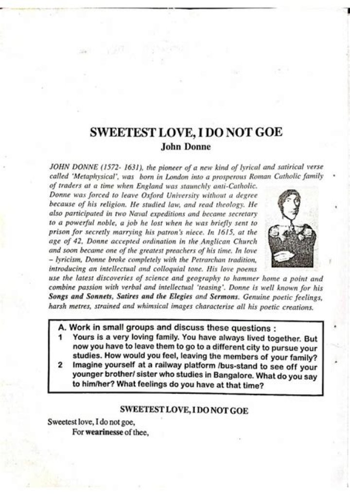 Who wrote sweetest love I do not goe?