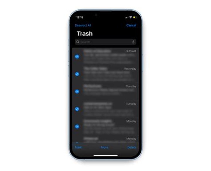Why can't I delete all emails in trash on iPhone?