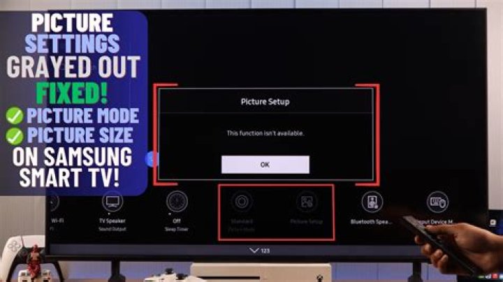 Why is Samsung TV picture greyed out?