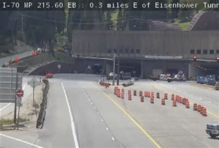 Why is traffic stopped at Eisenhower Tunnel?