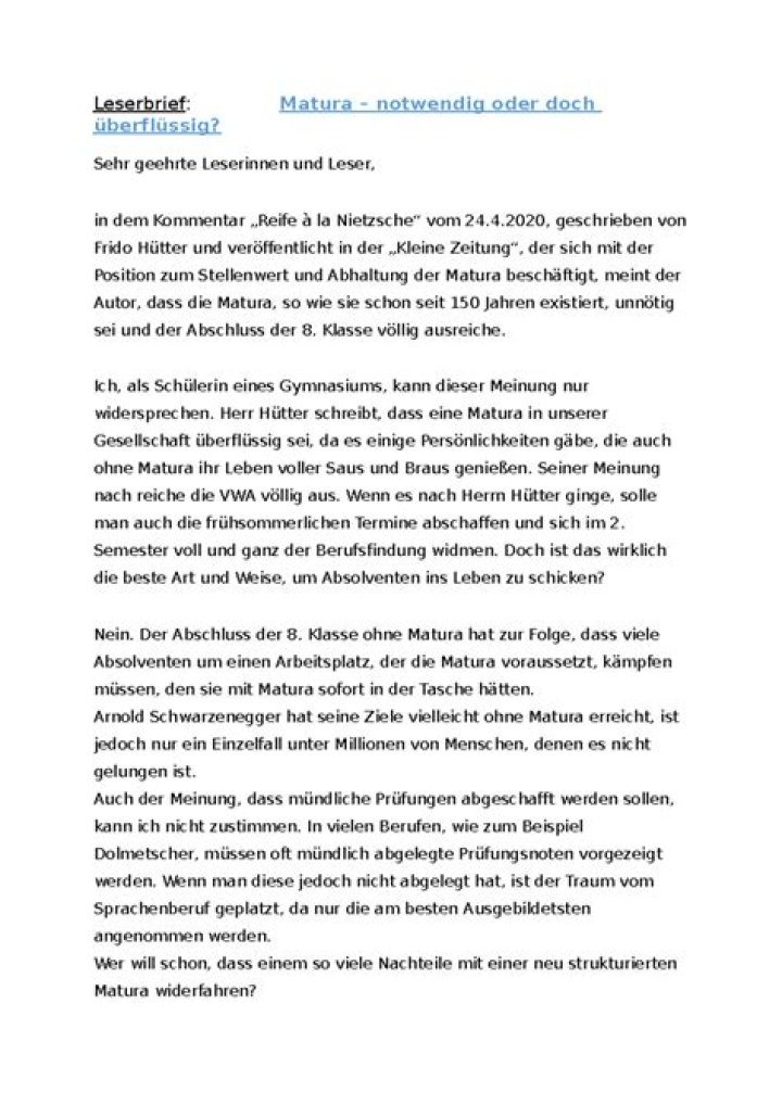 Wie ist die Matura aufgebaut?