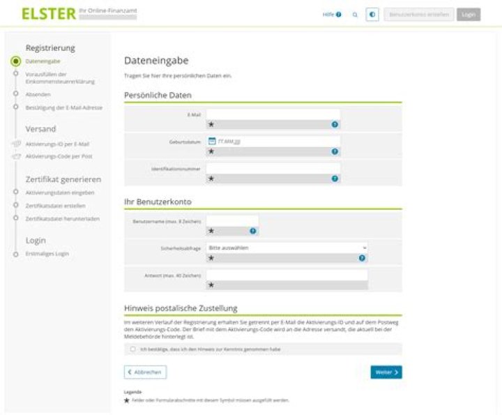 Wie lange dauert die Anmeldung bei Elster?