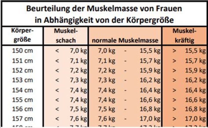 Wie viel kg Muskelmasse hat eine Frau?