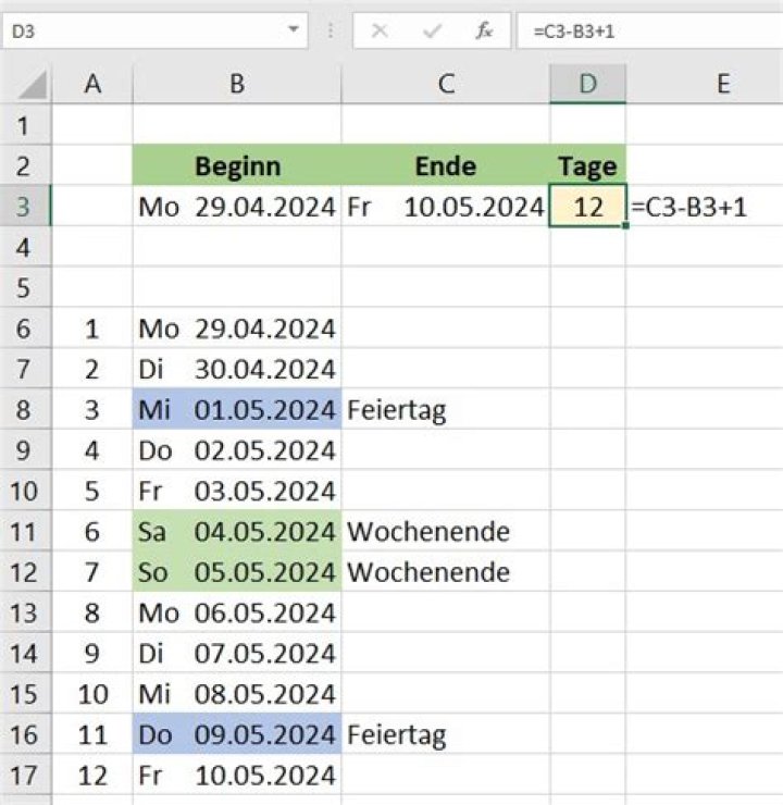 Wie werden die Arbeitstage berechnet?